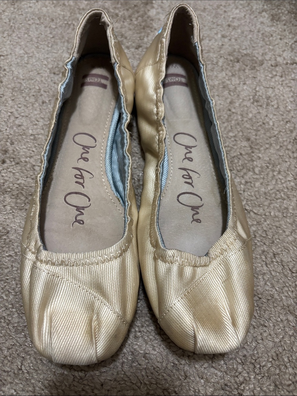 Toms Gold Satin Slip-On Ballet Flats Size 6